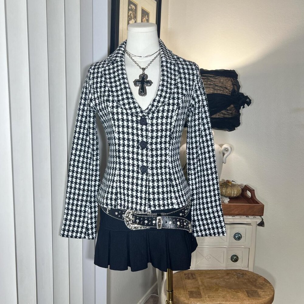 Y2k Houndstooth Blazer Jacket